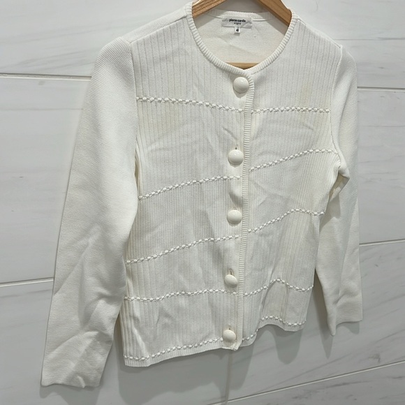Pierre Cardin Signe | Vintage White Button Up Cardigan - Size 40/Small - Picture 5 of 8